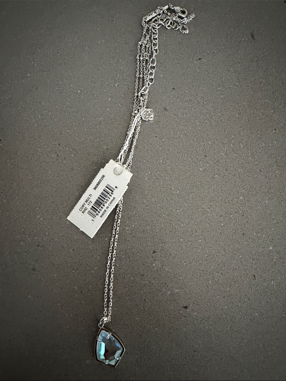 Scott Silver Necklace with Blue Teardrop Pendant